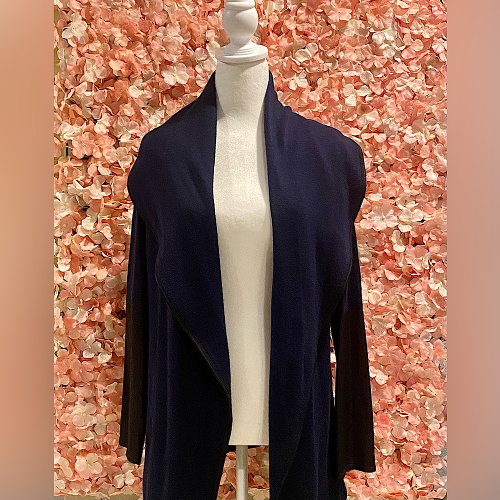 Gianni Bini Shawl/Cardigan with faux leather sleeves.